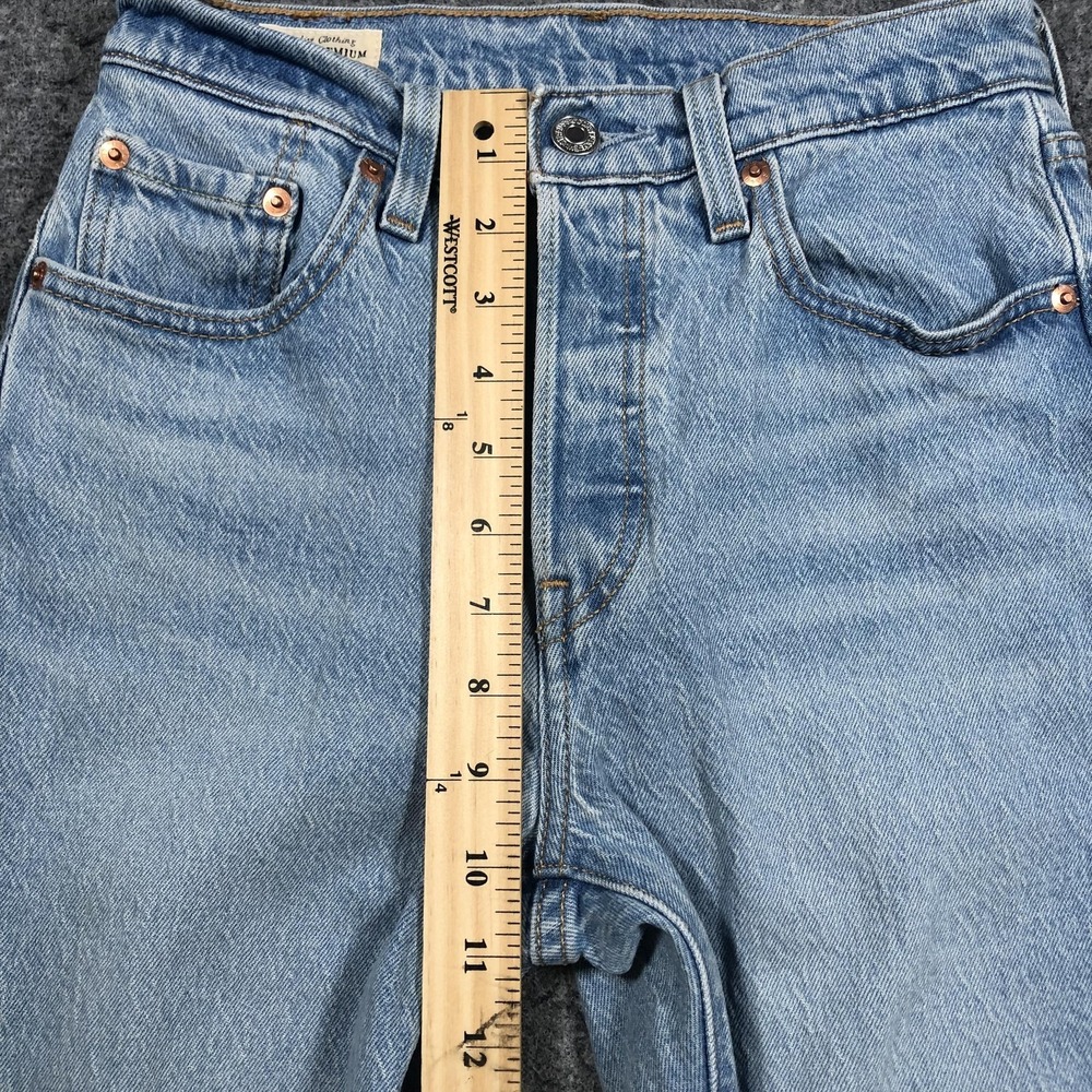 Levi's 501 Premium Jeans Womens 25x26 Light Wash High Rise Straight Big E - Picture 11 of 16